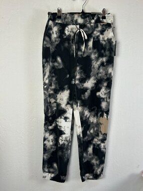 One By Chapter One Womens Black Tie-Dye Jogger Pants S/P Sport Wear Stretch New